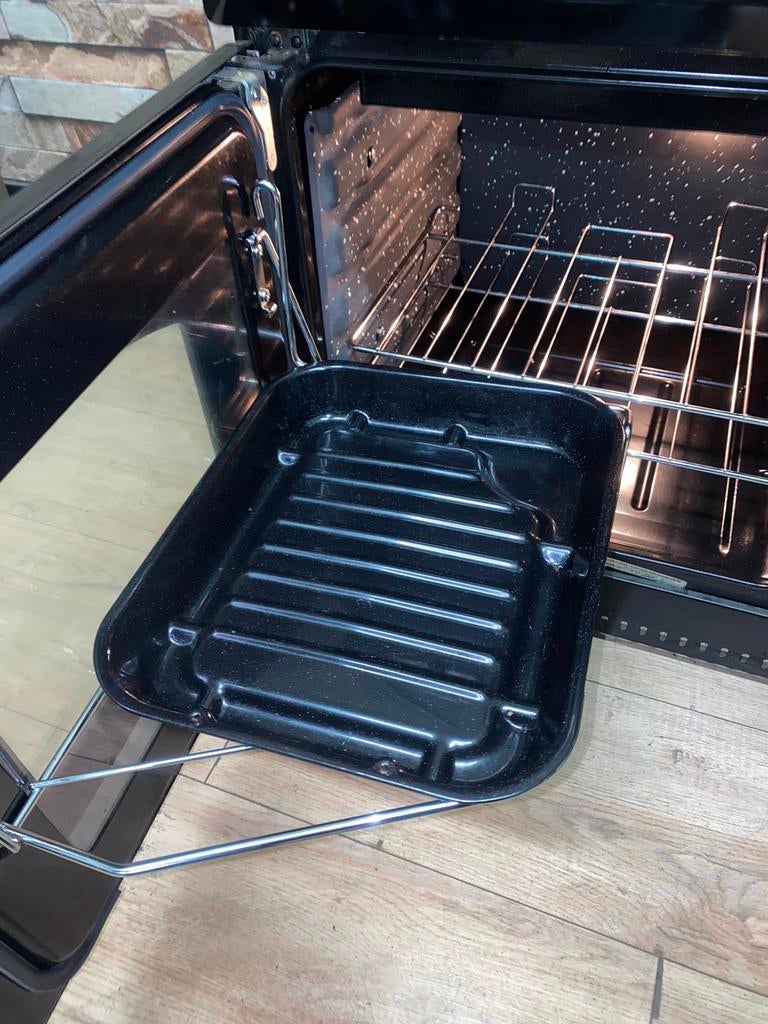 Luxe Falcon Classic zwart 5 pits + warmhoudplaat 110 cm, Gebruikt, Warmhoudplaat, Fornello esperta, Ophalen of Verzenden