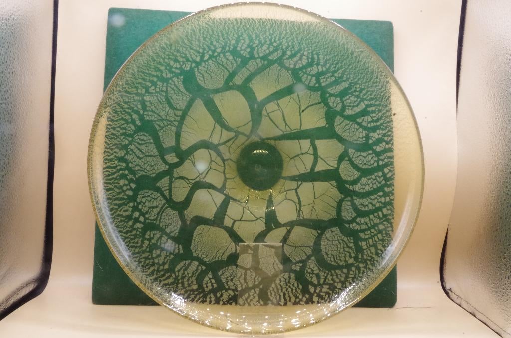 Copier glazen bord glasobject schaal Leerdam, Ophalen of Verzenden