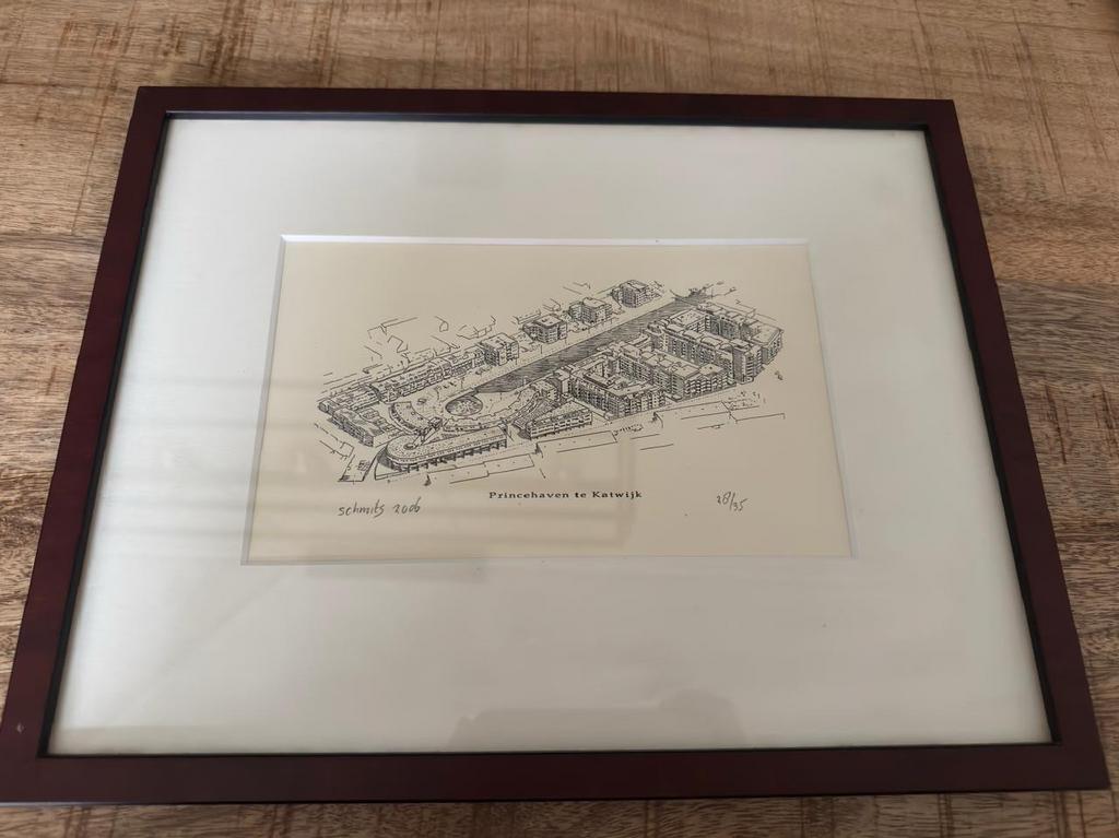 Schets Princehaven Katwijk 2006 Schmits, Antiek en Kunst, Kunst | Etsen en Gravures, Ophalen of Verzenden