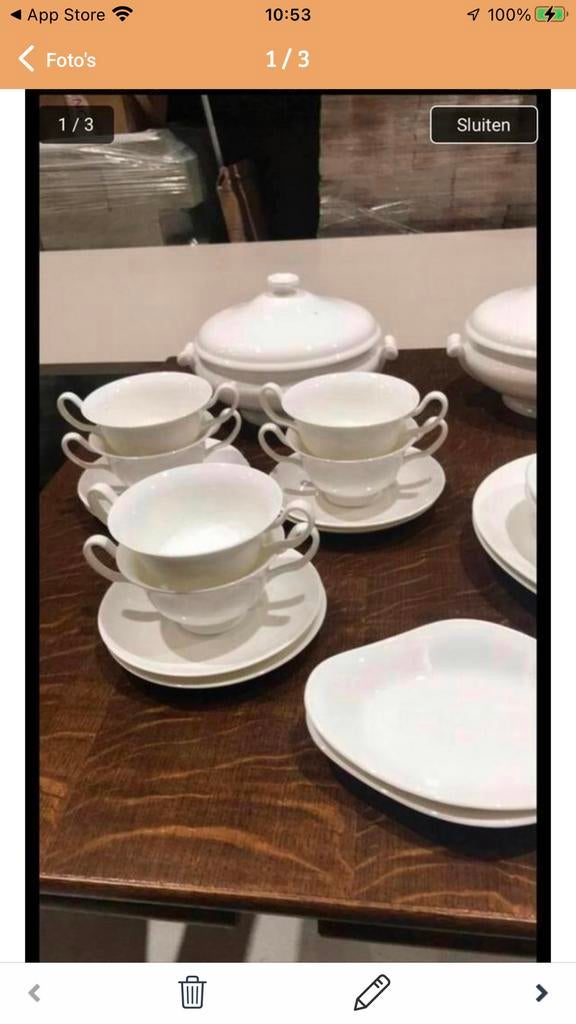 Groot puntgaaf Wedgwood servies, Ophalen of Verzenden