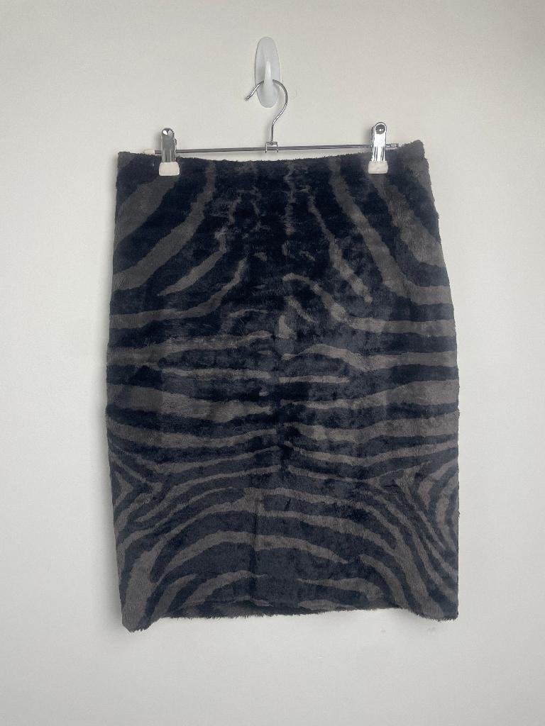 Pauw Studio faux fur zebraprint rok zwart grijs maat 1/S, INFO@PAUW.COM, Europaplein 37 1078 GV AMSTERDAM, Zwart, Pauw