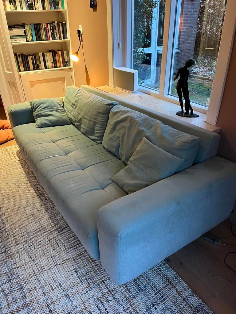 Zeeblauwe 3,5 zitsbank (gebruikt) 235x92 gratis af te halen, Huis en Inrichting, Banken | Sofa's en Chaises Longues, Gebruikt