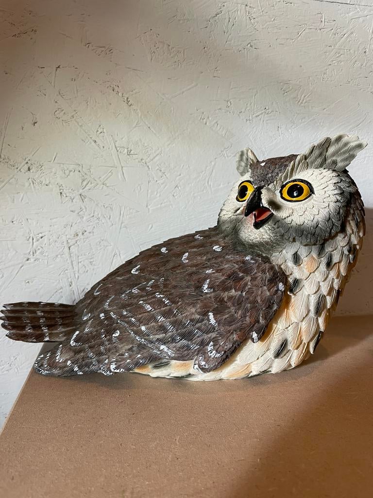 Uil liggend beeld vogel tuin owl bos boom natuur wijsheid, Tuin en Terras, Tuinbeelden, Ophalen of Verzenden, Nieuw, Kunststof