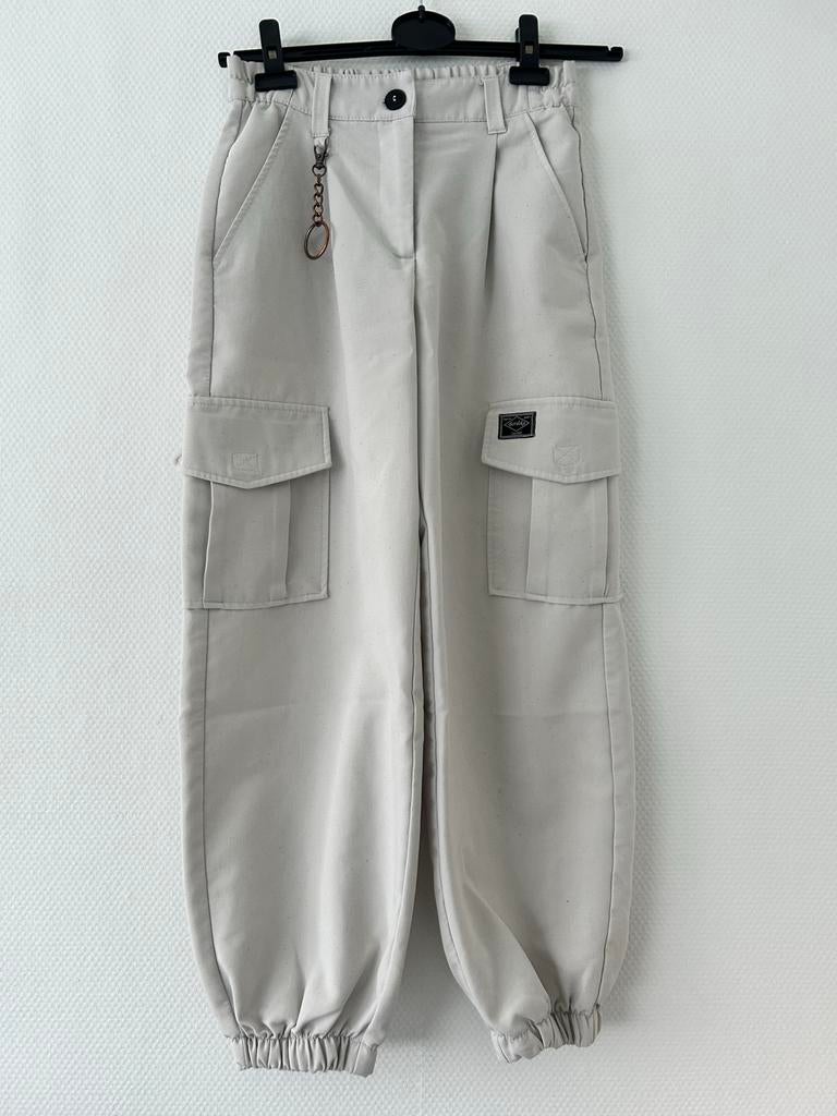 Bershka broek, Wit, Maat 36 (S), Lang, Bershka