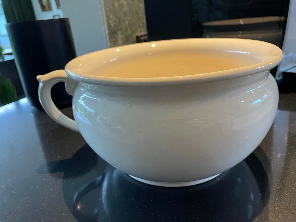 Beige Aardewerk Bloempot / Po, Gebruikt, Rond, Binnen, Ophalen of Verzenden