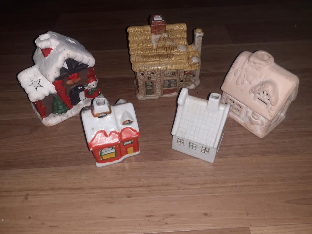 Leuke waxinelichthouder huisjes, Overige materialen, Gebruikt, Ophalen of Verzenden, Bruin