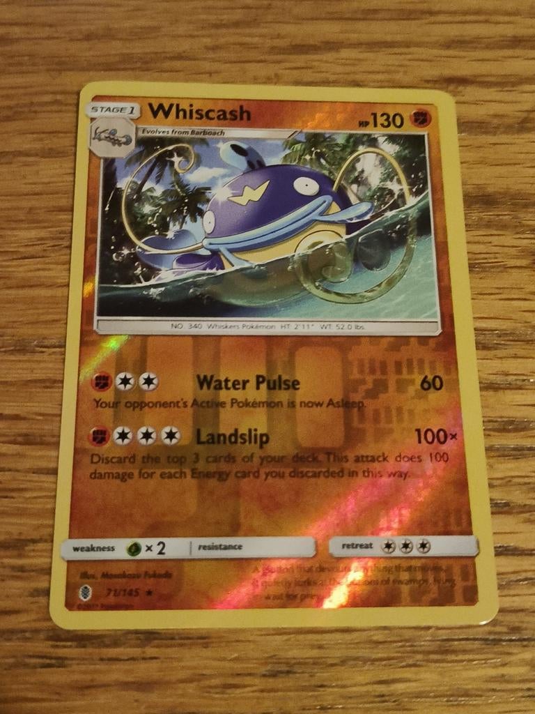 Whiscash reverse holo 71/145 guardians rising, Ophalen of Verzenden, Zo goed als nieuw, Losse kaart, Foil