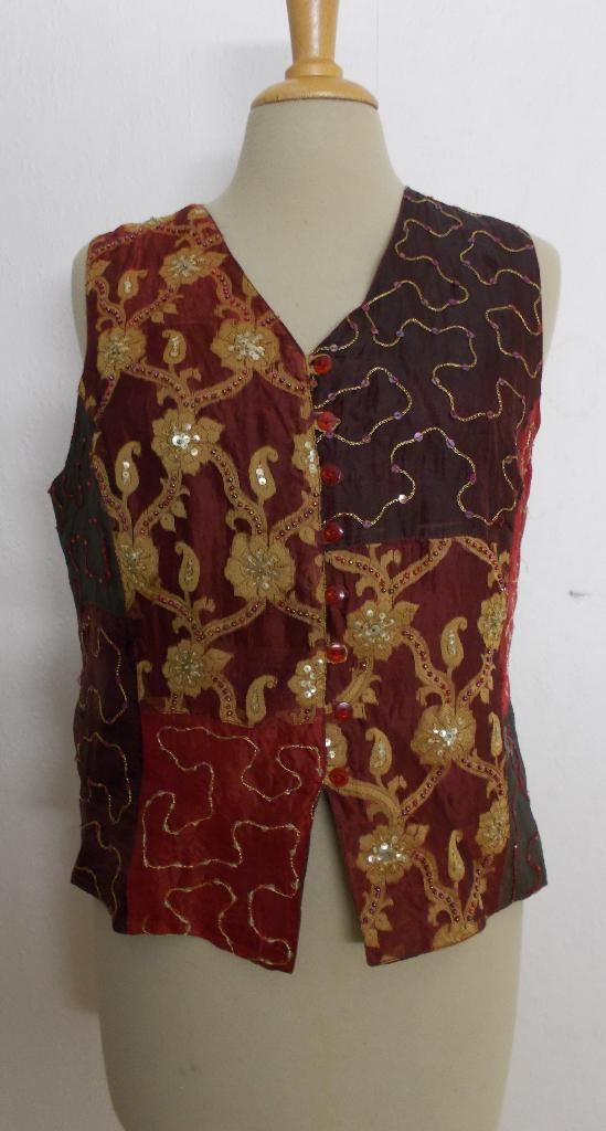 Apart bewerkt gilet van Rene Derhy! M, Maat 38/40 (M), Bruin, Verzenden, Zo goed als nieuw