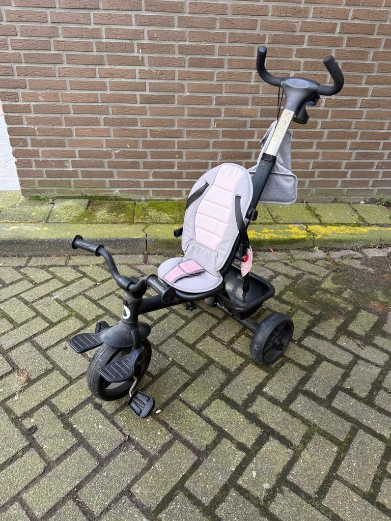 Kinderfiets met duwstang - Roze/Grijs Driewieler, Fietsen en Brommers, Ophalen, Gebruikt, Duwstang