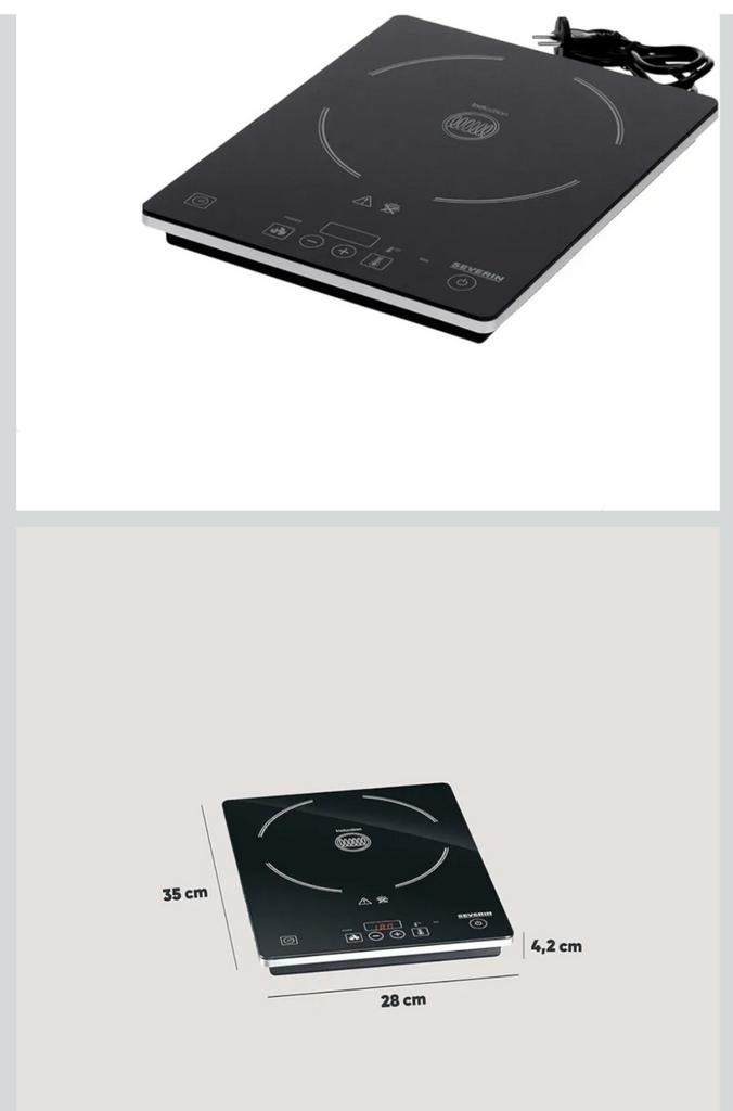 SEVERIN Inductiekookplaat KP 1071 - Zwart, 2000W, Ophalen, Nieuw, 3 kookzones of minder, Inductie