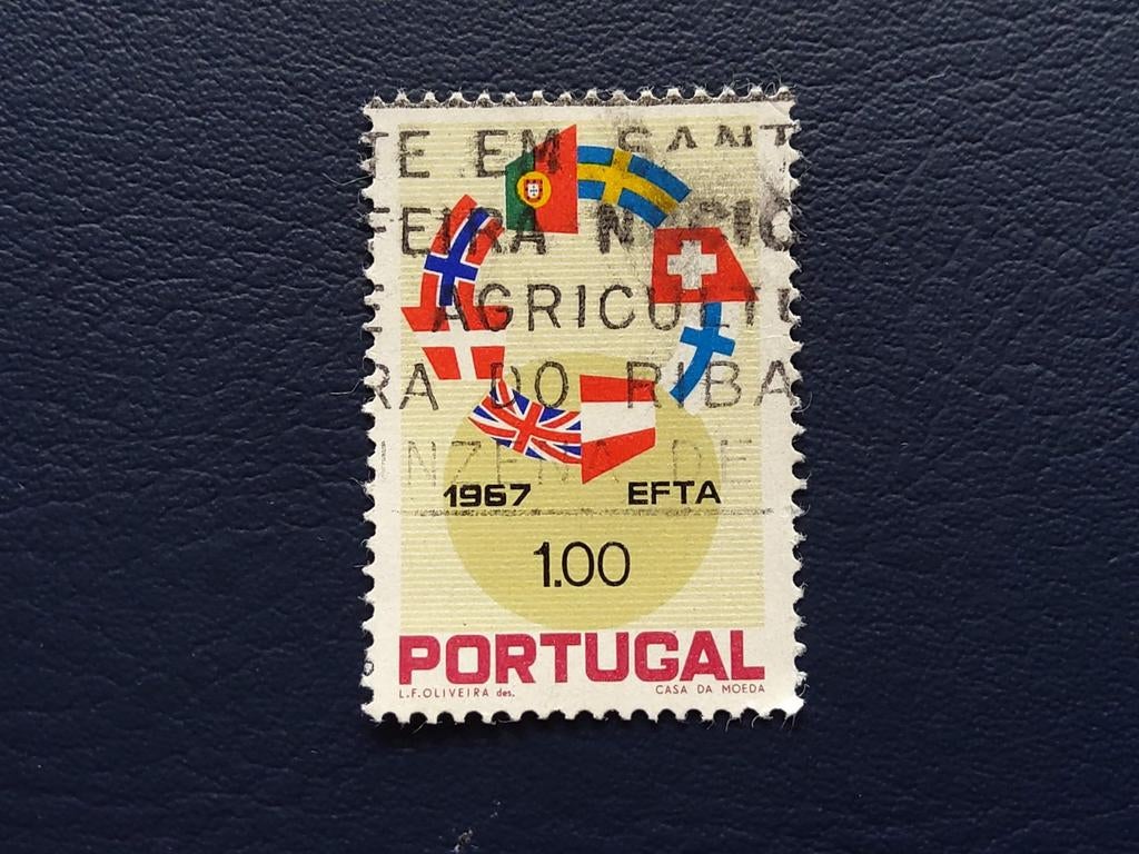 Postzegel Portugal 1967 EFTA 1.00, Ophalen of Verzenden, Gestempeld