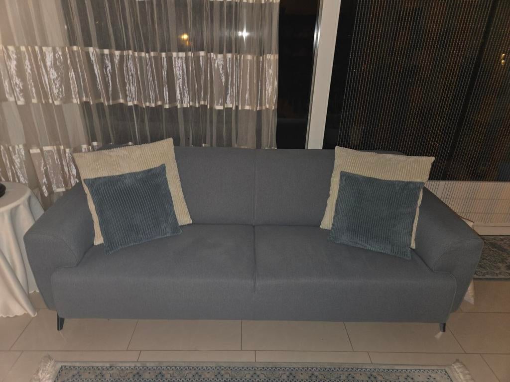 Tweepersoonsbank 2.50 cm lichtblauw/grijs, Huis en Inrichting, Banken | Sofa's en Chaises Longues, Ophalen of Verzenden, Zo goed als nieuw