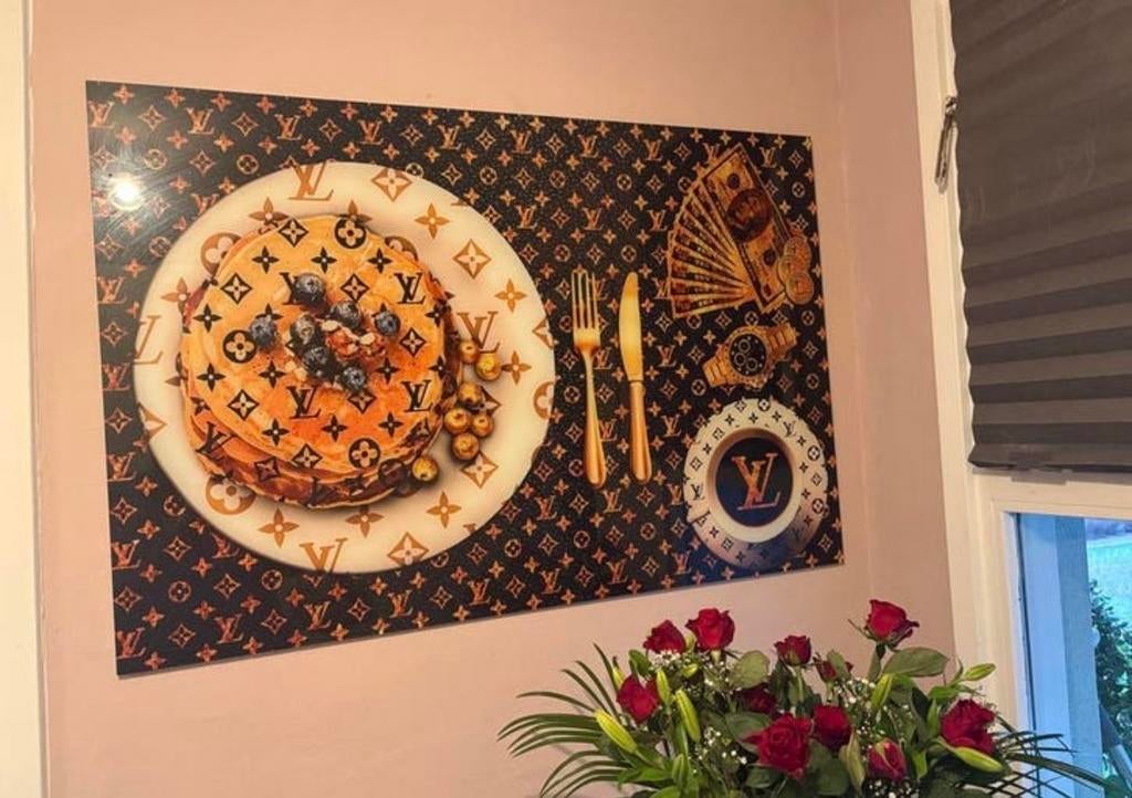 Luxe Glas Schilderij - Louis Vuitton Ontbijt, Ophalen