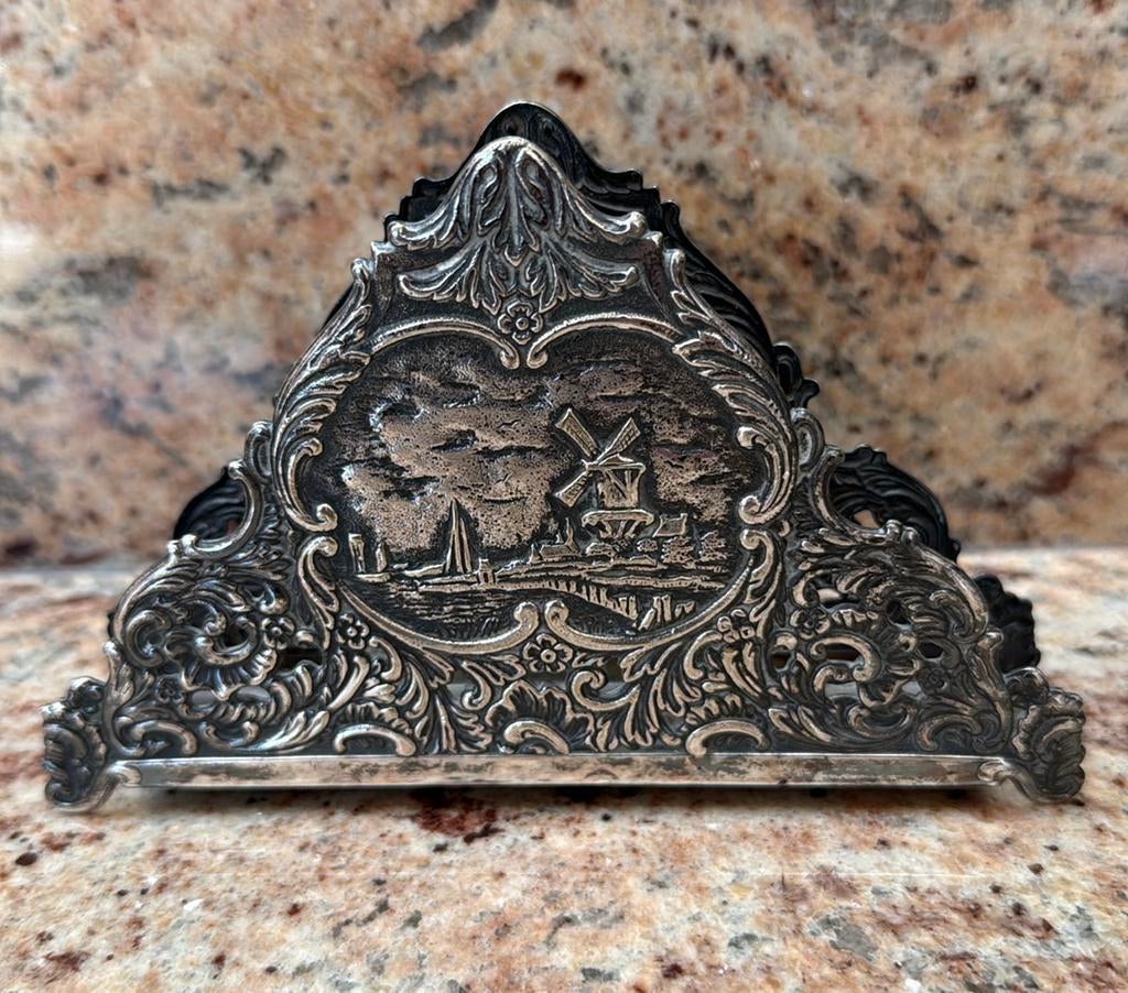 Antieke verzilverde servethouder, Ophalen of Verzenden