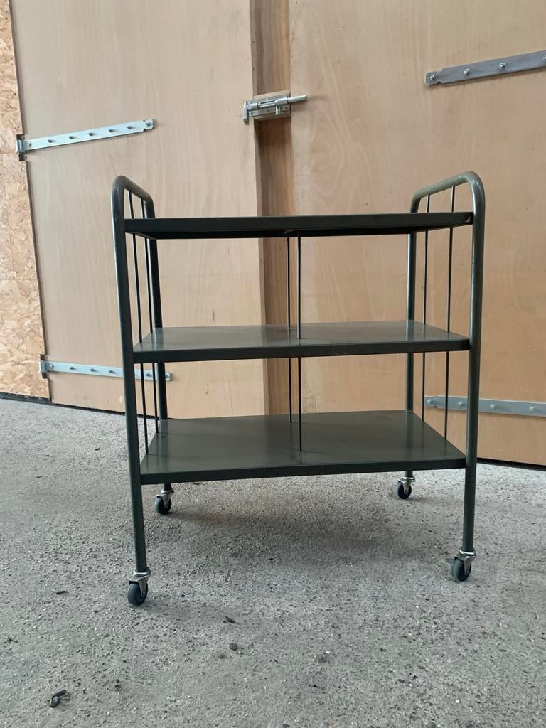 Retro Tubax metalen trolley - grijsgroen, Ophalen, Gebruikt