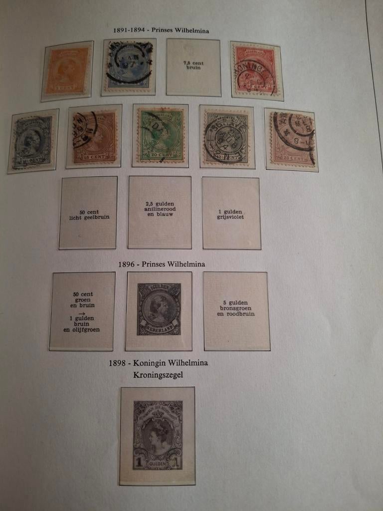 8 7Postzegels Prinses/Koningin Wilhelmina 1891-1898, Ophalen of Verzenden