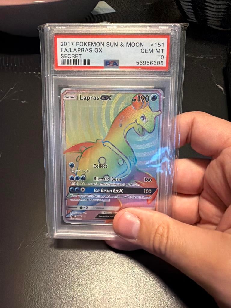 Lapras GX Pokémon kaart PSA 10, Ophalen of Verzenden, Zo goed als nieuw, Losse kaart, Foil