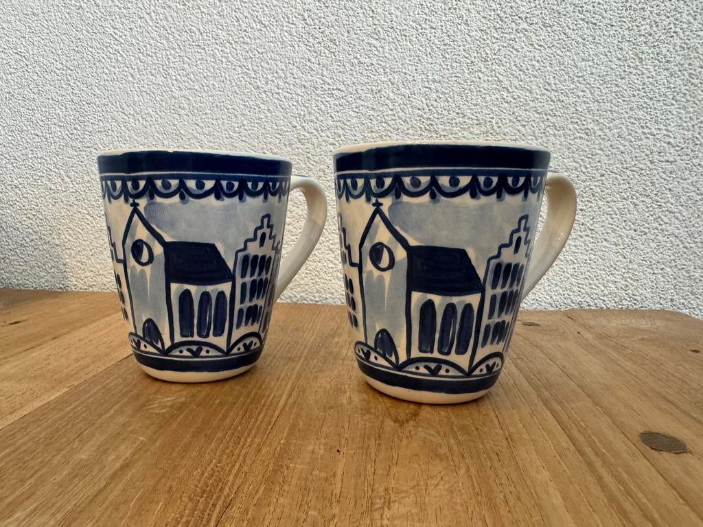Blond Amsterdam | 2x Beker kerk | Delfts blauw, Ophalen, Blond Amsterdam, Zo goed als nieuw, Kop(pen) en/of Schotel(s)