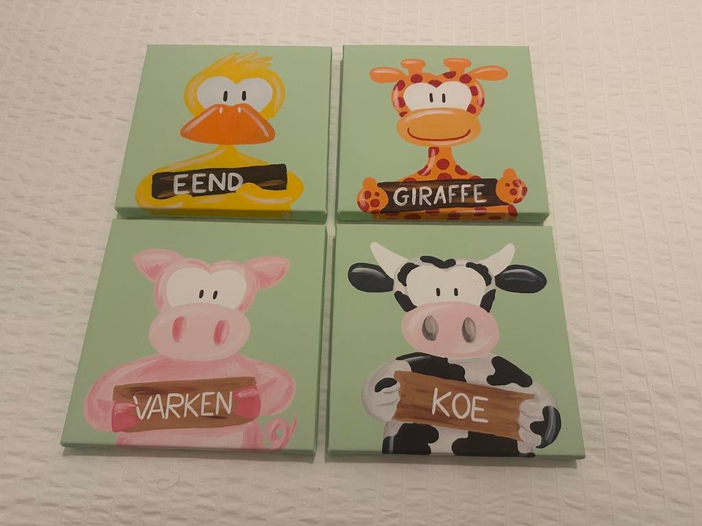Kinderschilderij 4x, Minder dan 50 cm, Ophalen of Verzenden, Zo goed als nieuw, Schilderij