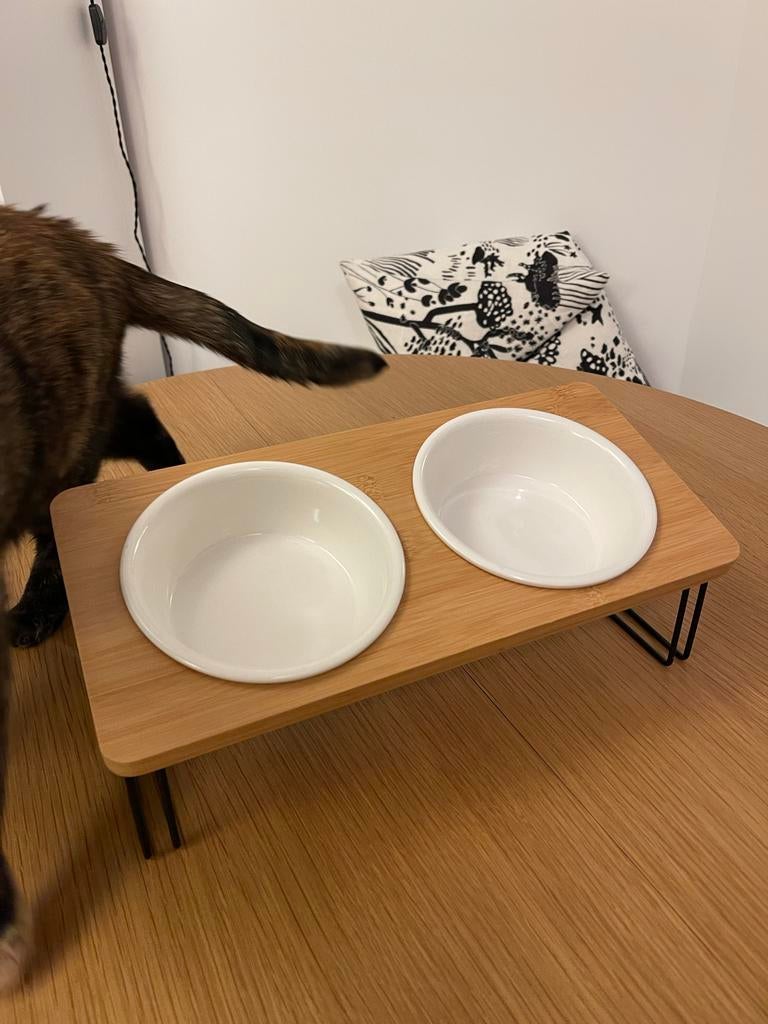 Raised Cat/Dog Bowls Dishes Bamboo, Ophalen, Zo goed als nieuw