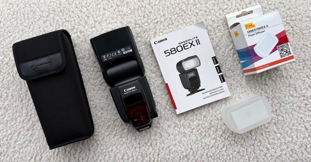 Canon Speedlite 580EX II — nieuwstaat + extra, Audio, Tv en Foto, Fotografie | Flitsers, Ophalen of Verzenden, Zo goed als nieuw
