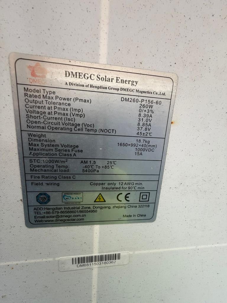 52 stuks van 260wp zonnepanelen met onderconstructie. Schuin, Doe-het-zelf en Verbouw, Zonnepanelen en Toebehoren, Ophalen of Verzenden