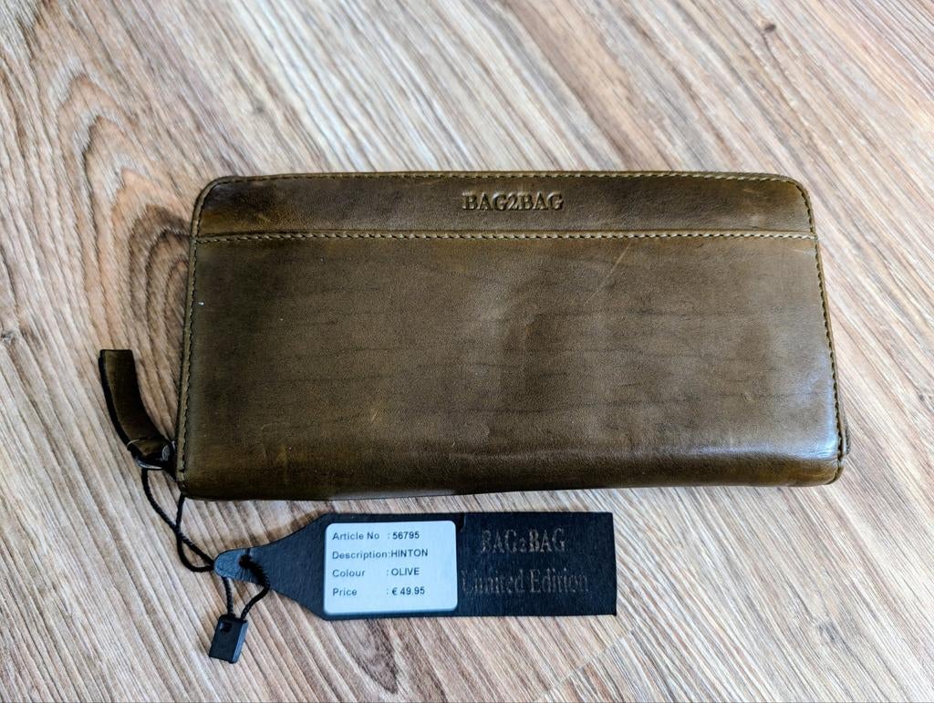 Lederen Bag2Bag portemonnee groen, Verzenden, Nieuw, Groen, Leer