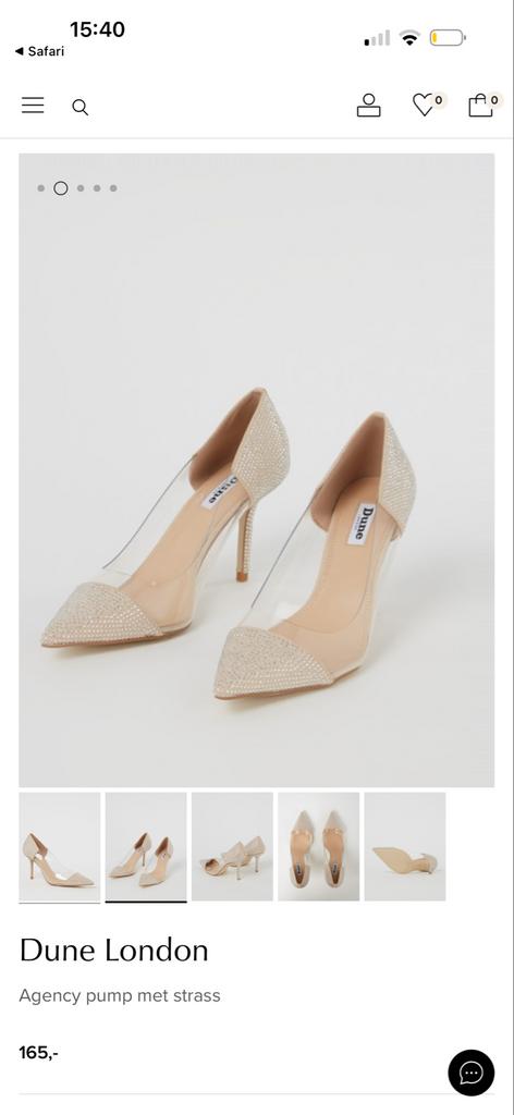 Dune London Agency pump met strass - Maat 39, Ophalen of Verzenden, Zo goed als nieuw, Beige, Pumps