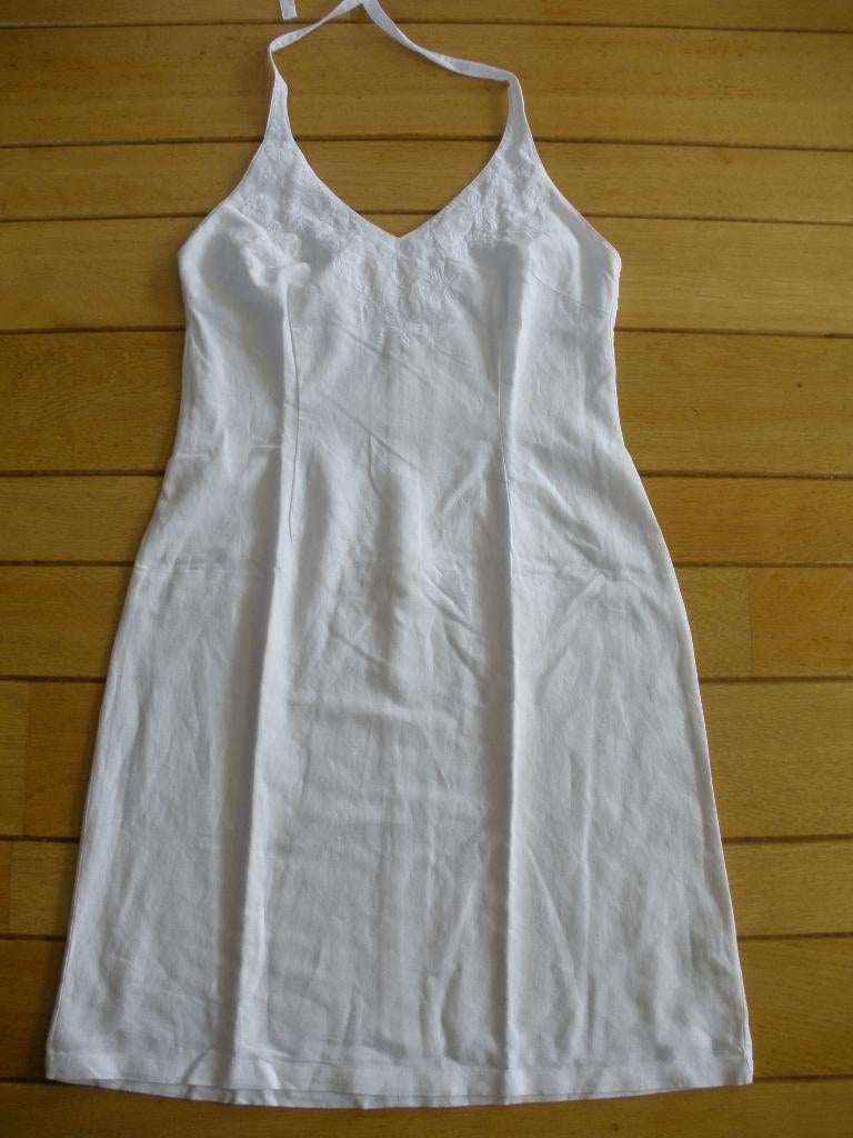 Zonnejurk jurk wit linnen maat 38, Maat 38/40 (M), Wit, Ophalen of Verzenden, Zo goed als nieuw