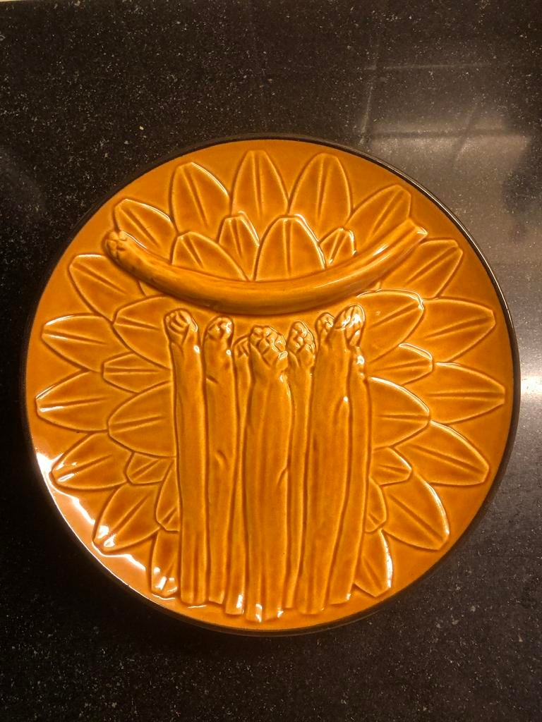 t.k.Elchinger France 6x asperge bord RETRO puntgaaf, Huis en Inrichting, Keuken | Servies, Ophalen, Zo goed als nieuw, Bord(en)