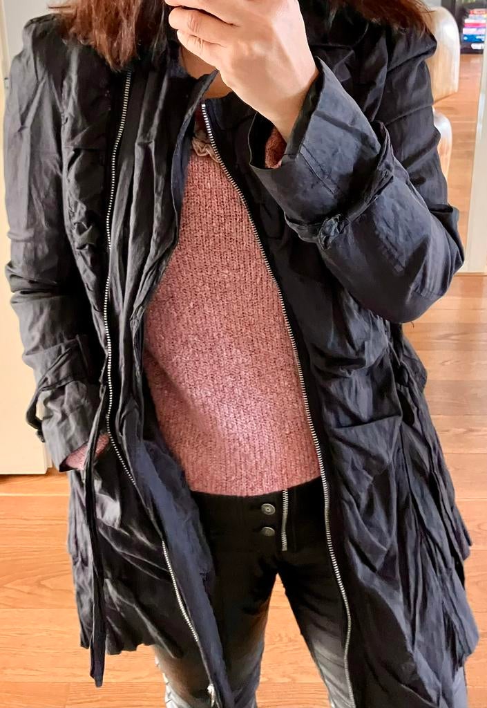 Y2K Black Lightweight Urban Trench, Ophalen of Verzenden, Gedragen, Maat 38/40 (M), Zwart