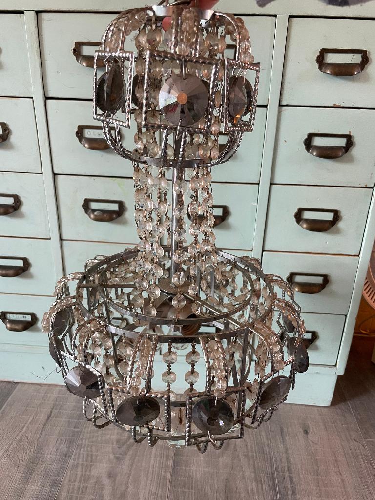 Antiek Franse Spaanse kristal kroonluchter zakkroonluchter, Ophalen of Verzenden