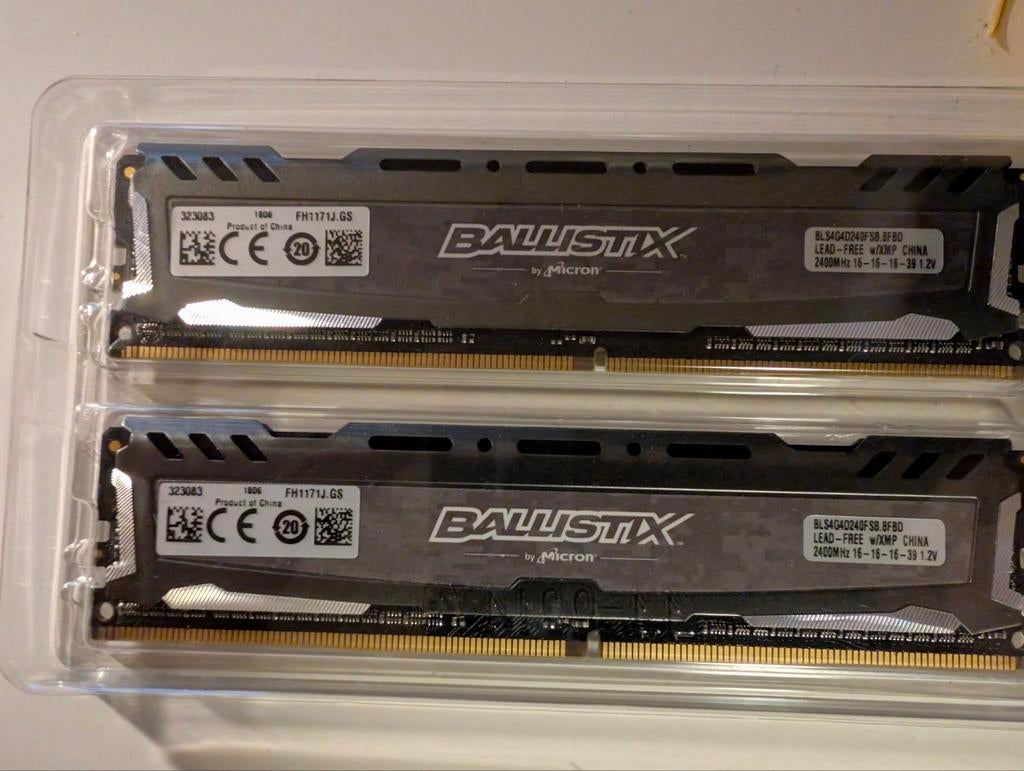 Ballistix ddr4 geheugen 2x8gb(16gb) 2400mhz, Computers en Software, RAM geheugen, Ophalen of Verzenden, DDR4, Desktop, 16 GB