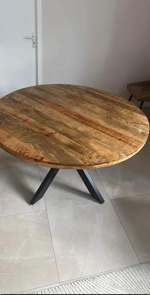 Eettafel mangohout, Ophalen of Verzenden, Zo goed als nieuw, Rechthoekig, 50 tot 100 cm