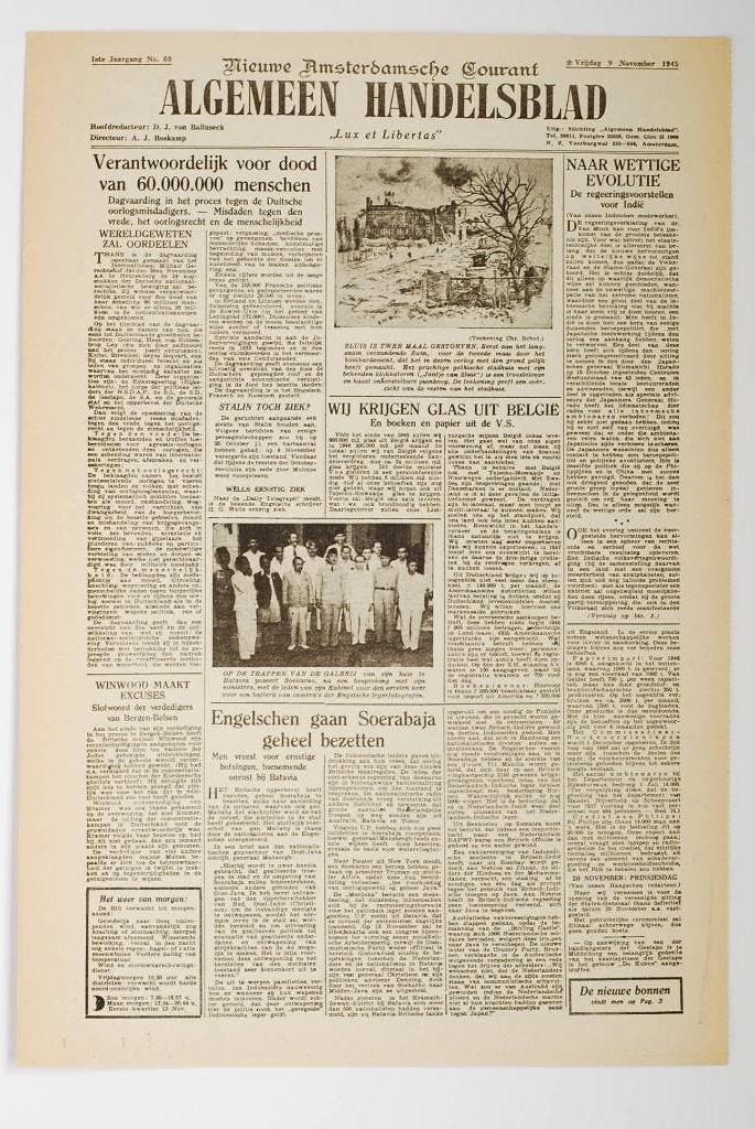 9 november 1945 - Algemeen Handelsblad | Heruitgave 1994, Zo goed als nieuw, Verzenden, Amsterdam, Overige soorten