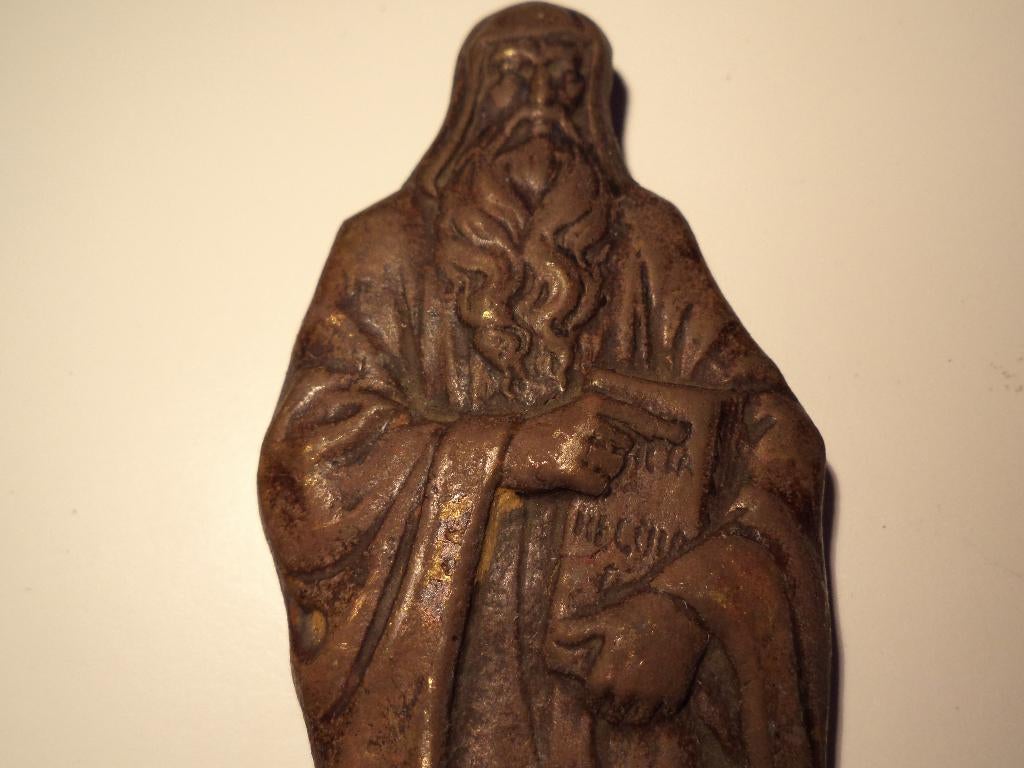 antiek bronzen plaat Saint-Benoit H. Benedictus stichter, Ophalen of Verzenden