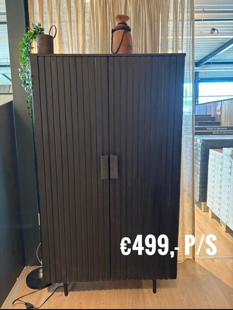 Opbergkast Remi 2drs – Zwart mangohout, Huis en Inrichting, Kasten | Boekenkasten, Ophalen, Met deur(en), Nieuw, 50 tot 100 cm