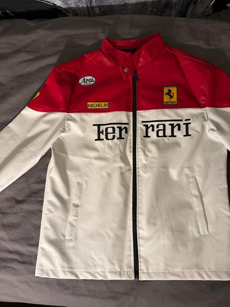 Rood-witte Ferrari Racing motorjas, Ophalen of Verzenden, Gedragen, Overige maten, Rood