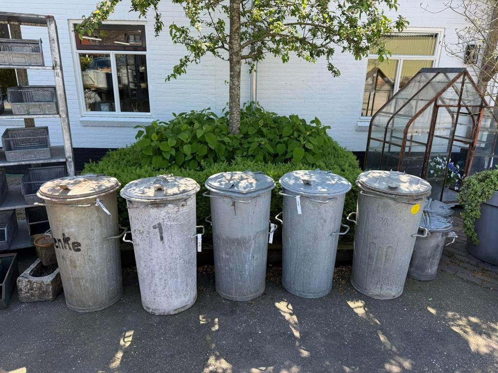 Vuilnisbak | Zinken emmer | Vuilnisemmer | Prullenbak, Ophalen, 40 liter of meer, Zo goed als nieuw, Metaal