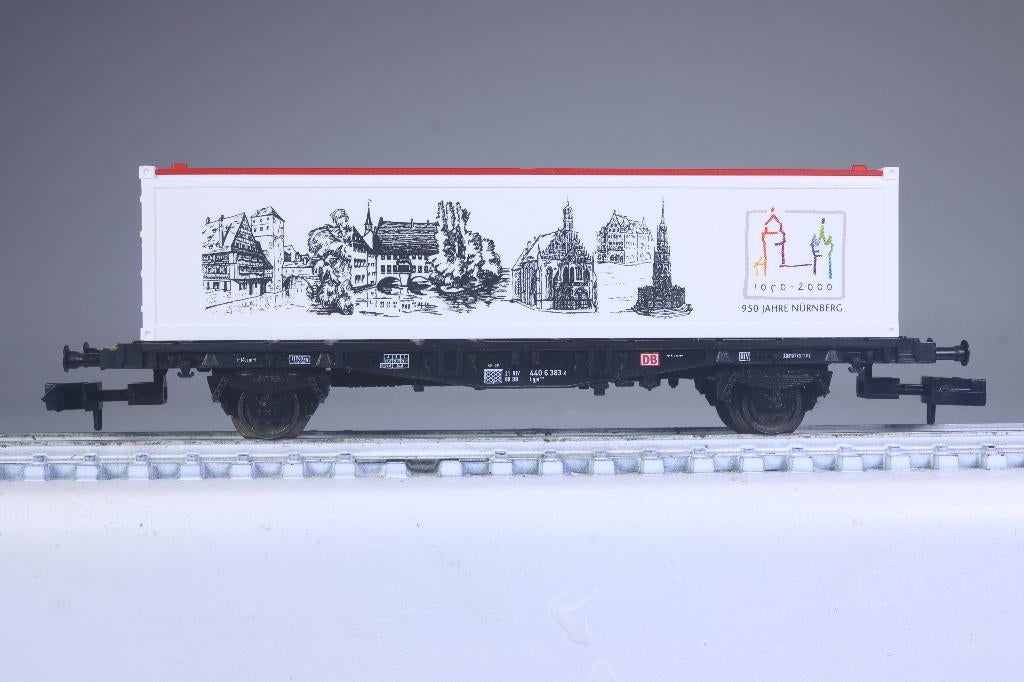 *Draagwagon type Lgjs 598 met 40 ft container, DB, Hobby en Vrije tijd, Modeltreinen | N-Spoor, Overige merken, Gelijkstroom, Ophalen of Verzenden