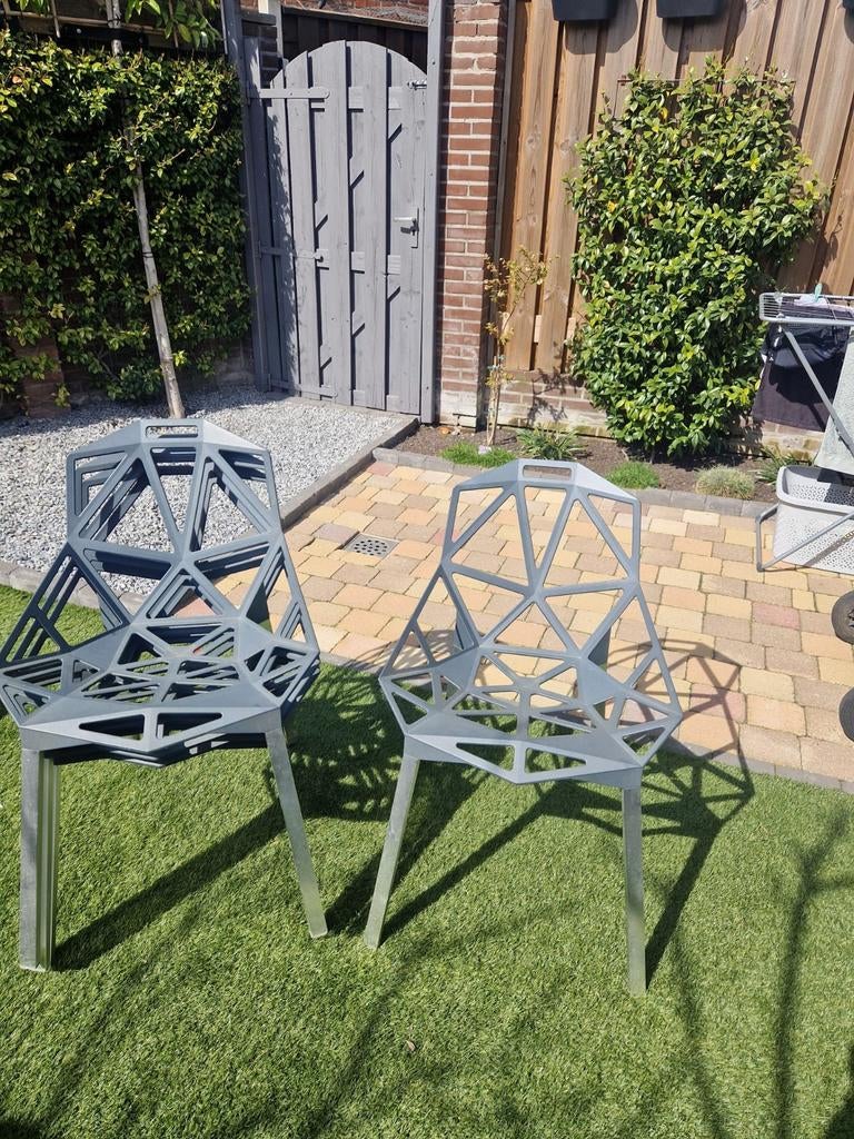4 Italiaanse design stoelen van aluminium, Huis en Inrichting, Ophalen of Verzenden