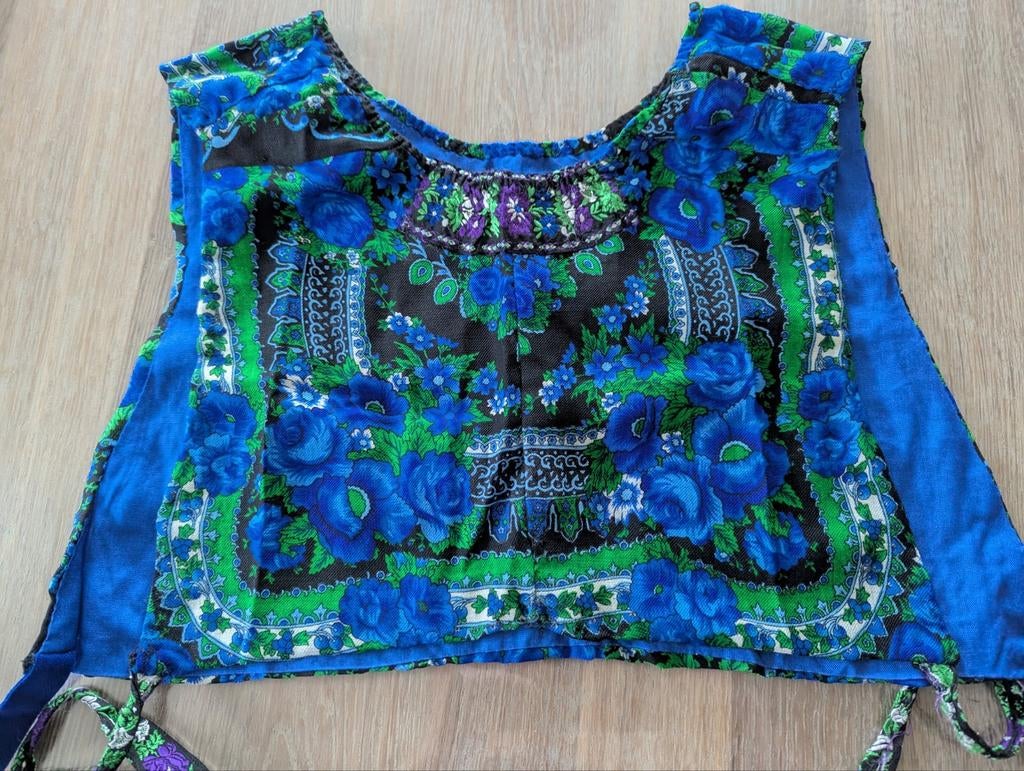 Blauw wollen mousseline kraplap Staphorster klederdracht, Ophalen of Verzenden