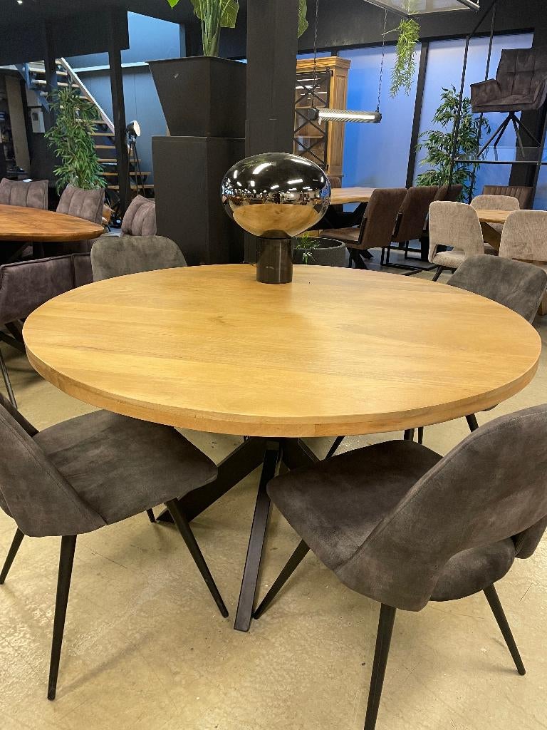 LEEGVERKOOP MANGO ROND SPINPOOT VOORRAAD CHEFMEUBEL! 199, Ophalen, Bruin, Nieuw, Modern