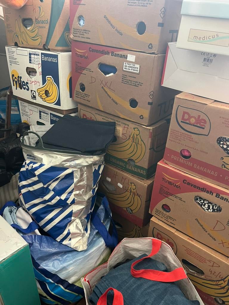 Partij kleren: + 600 st D en H. Broek/blouse/ trui/jas/jeans, Ophalen of Verzenden, Gedragen, Maat 46/48 (XL) of groter