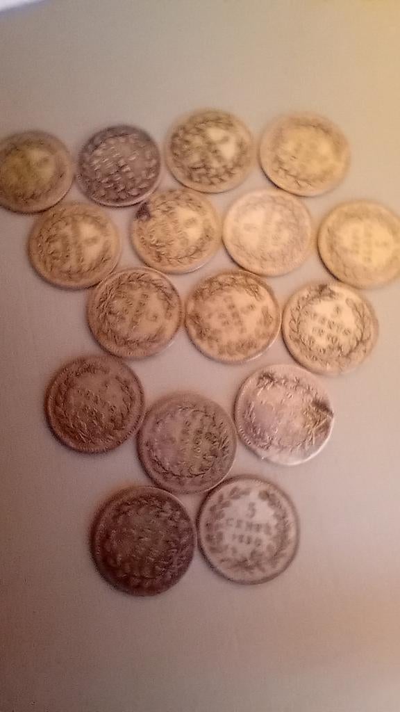 16 zilveren 5 cent munten 1950, Ophalen of Verzenden