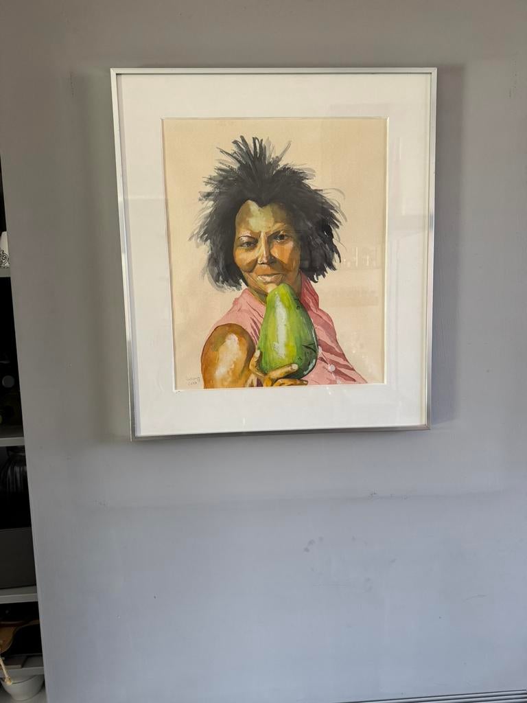 Aquarel “Cubaanse vrouw” – P. de Leeuwe (1979) – ingelijst, Ophalen of Verzenden