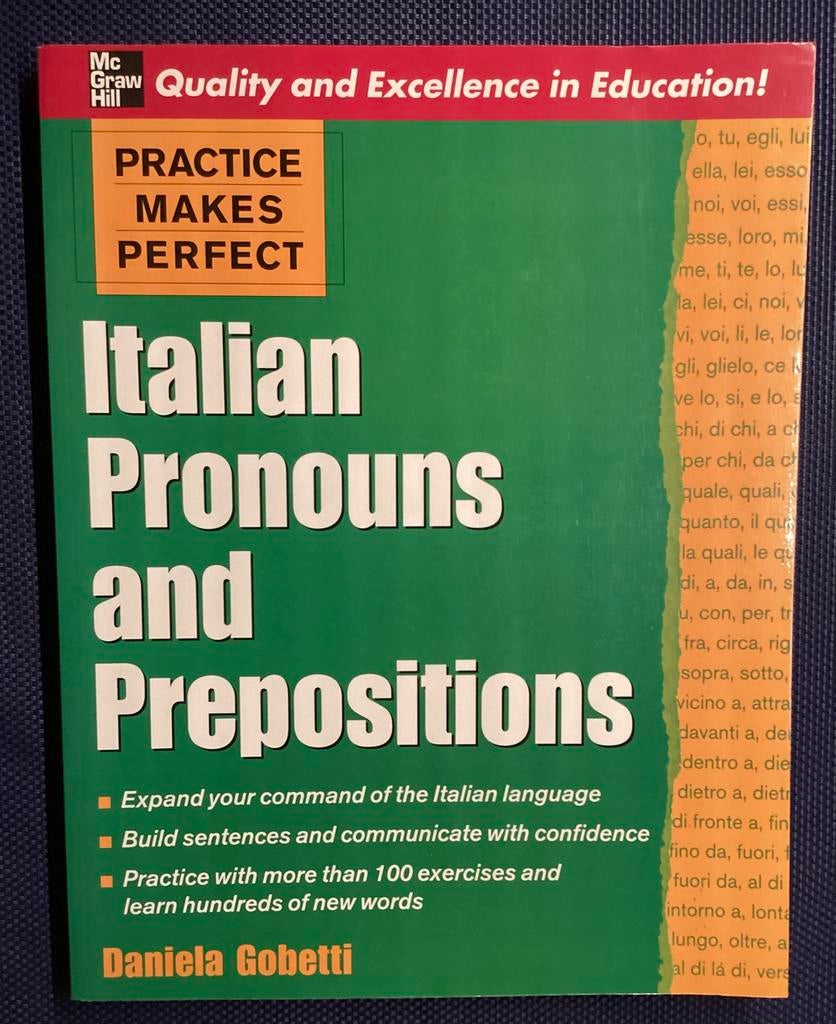 Italiaanse Voornaamwoorden & Voorzetsels - Oefenboek, Boeken, Studieboeken en Cursussen, Ophalen of Verzenden, Alpha, Zo goed als nieuw