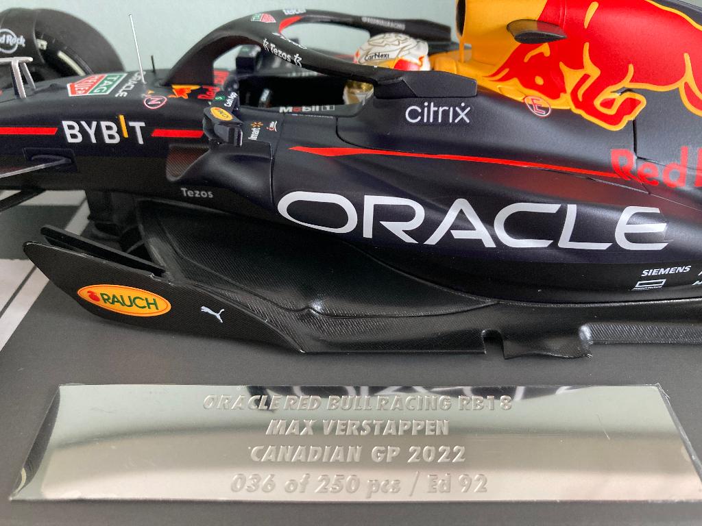 ✅ Max Verstappen editie 92 1:18 Winner Canadian GP 2022 RB18, Ophalen of Verzenden, Nieuw, Formule 1