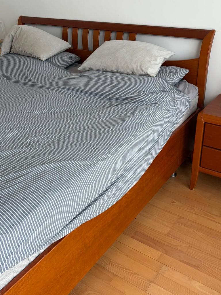 Bedombouw kersenhout, Gebruikt, Tweepersoons, Ophalen of Verzenden, 180 cm