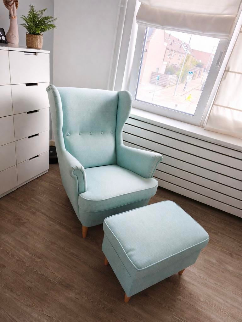 Fauteuil Strandmon met voetbank, Ophalen, Zo goed als nieuw, 75 tot 100 cm, 50 tot 75 cm